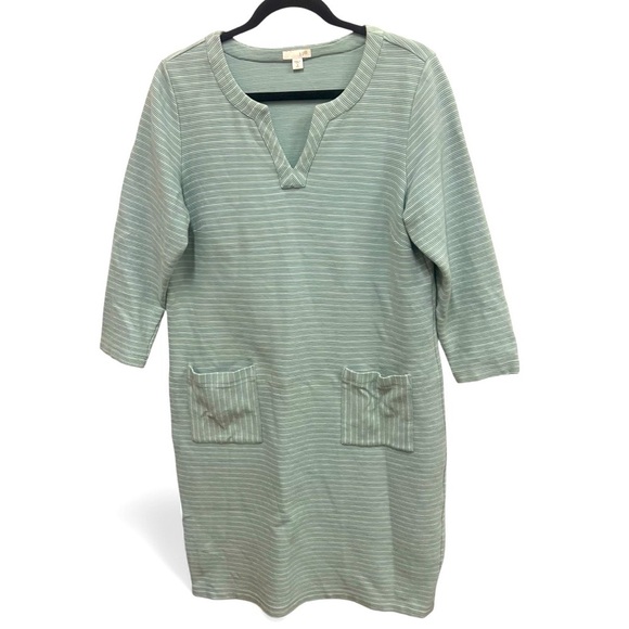 J Jill sweatshirt dress w/two front pockets, small ribbing, v-neck size med tall - Picture 1 of 10